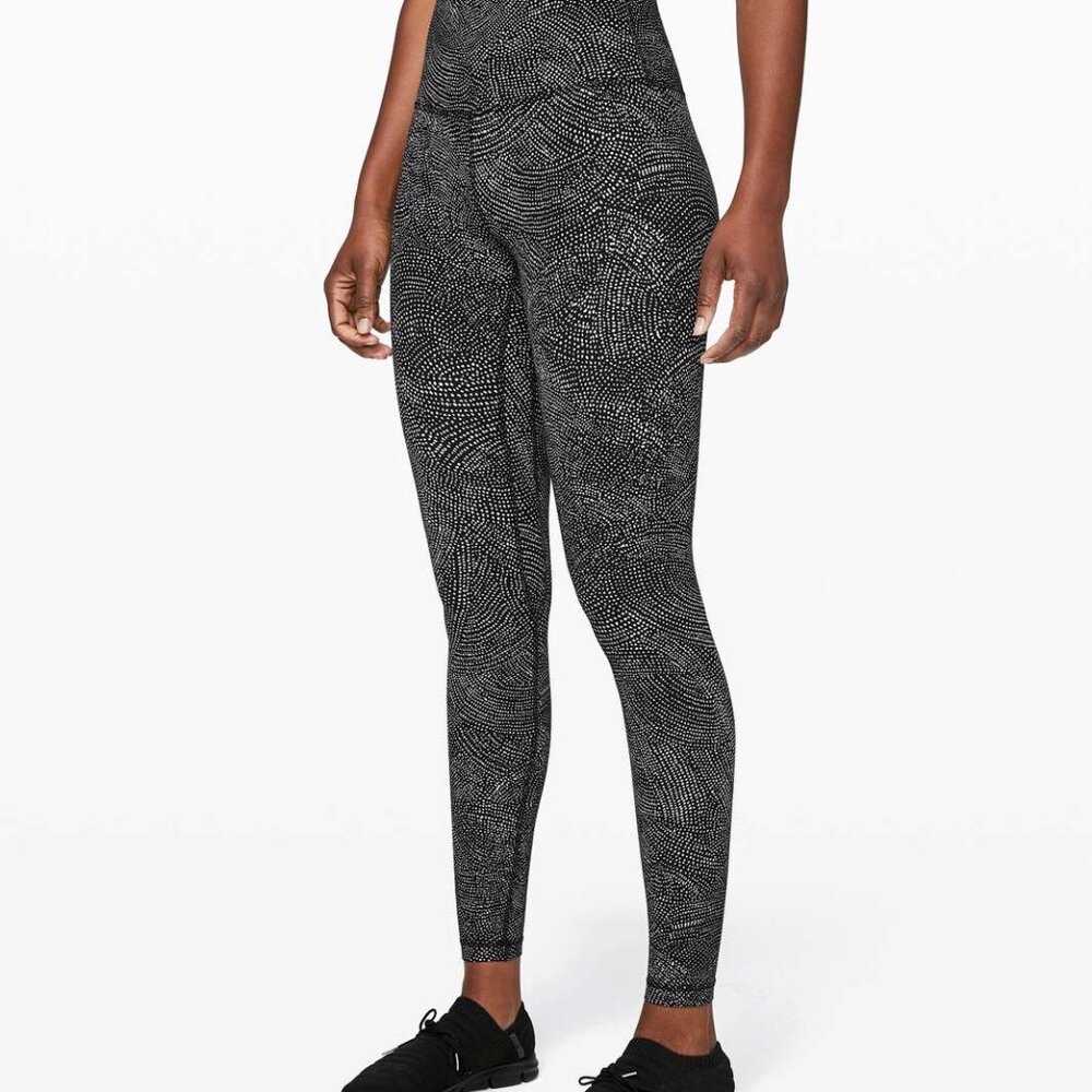 Lululemon Align Pant 28" Free Spirit Ice Grey Black Size 6